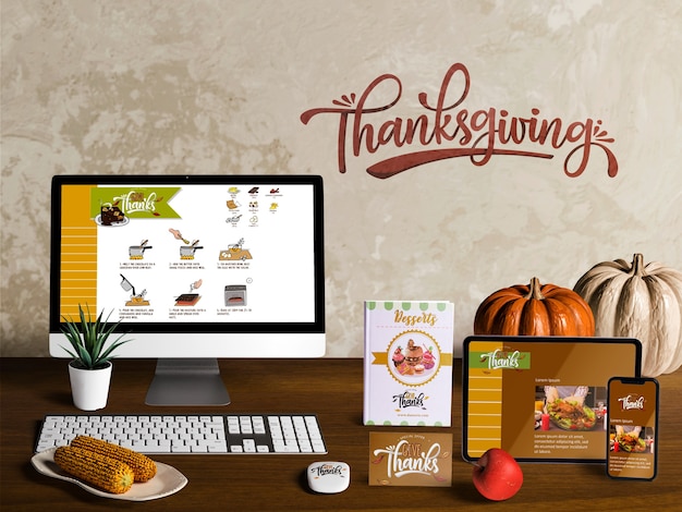 Front view of thanksgiving scene creator mock-up