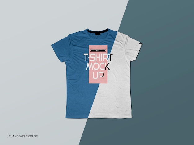 PSD mockup di tshirt vista frontale con colore mutevole nel pavimento