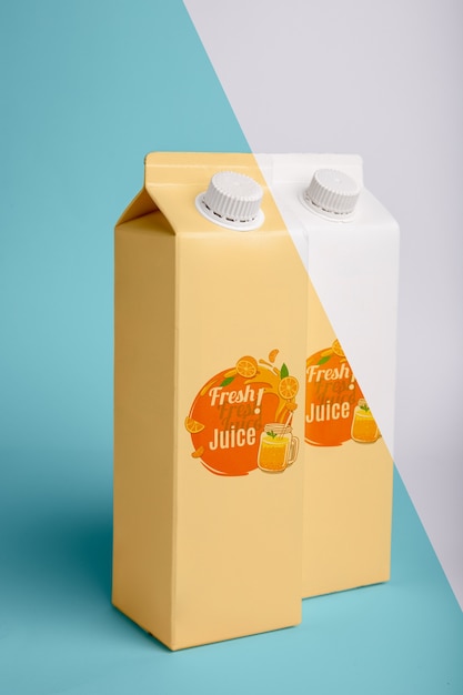 PSD front view of two juice cartons