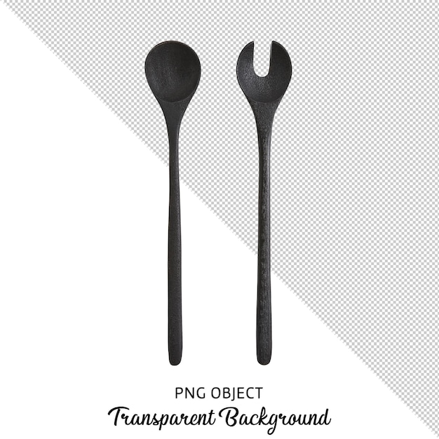 PSD front view of vintage black wooden serving spoon