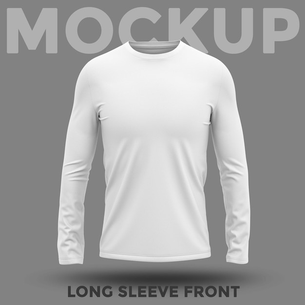 PSD front view white long sleeves mockup