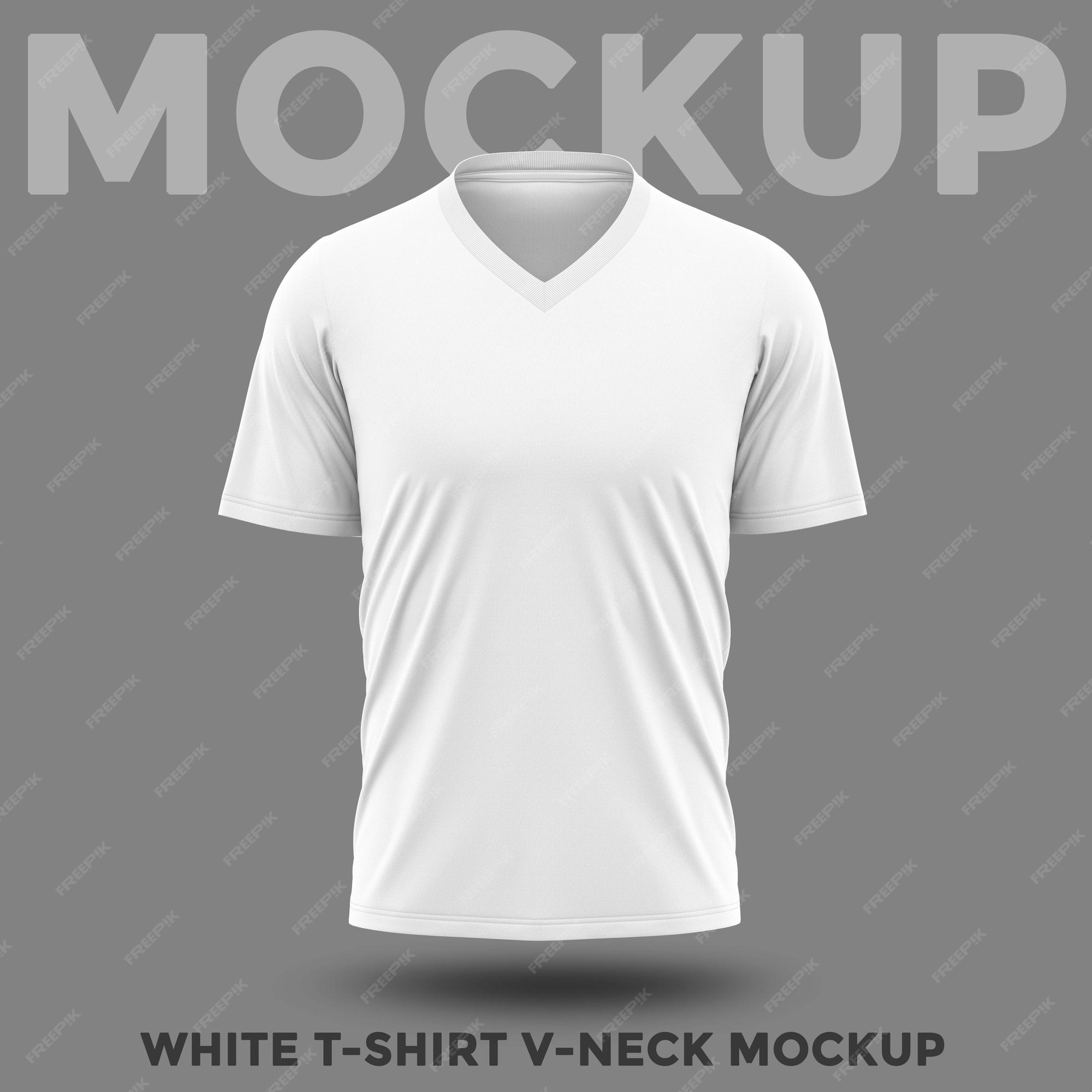 Premium Psd | Front View White Shirt V-Neck Mockup