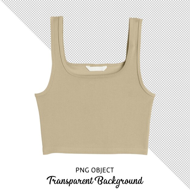 PSD vista anteriore di una donna beige crop top su sfondo trasparente