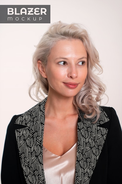 PSD front view woman posing in studio