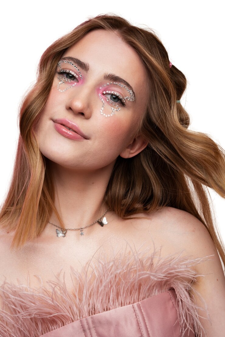 PSD front view woman wearing cool makeup