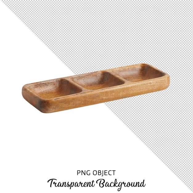 Front view of wooden serving plate isolated on transparent background