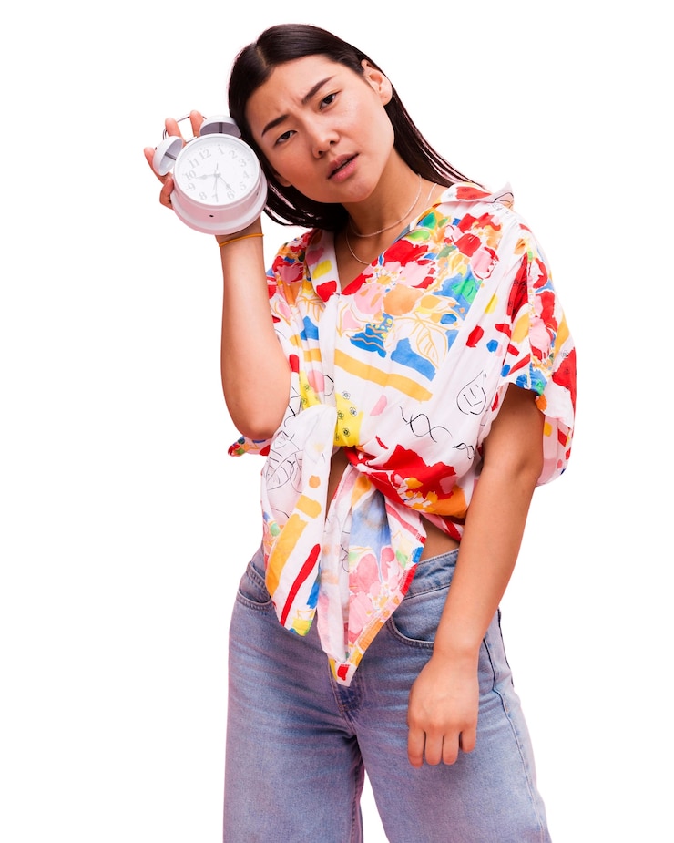 PSD front view young woman posing in studio