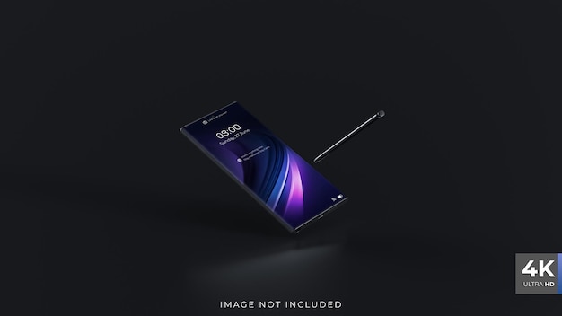 Mockup di telefono 3d frontale che levita psd premium