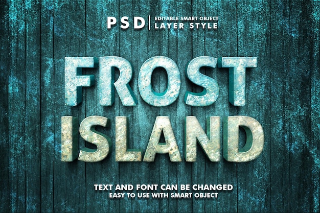 Frost Island 3d редактируемый текстовый эффект Psd