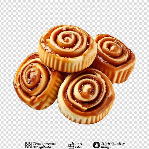 PSD frosted cinnamon rolls isolated on transparent background