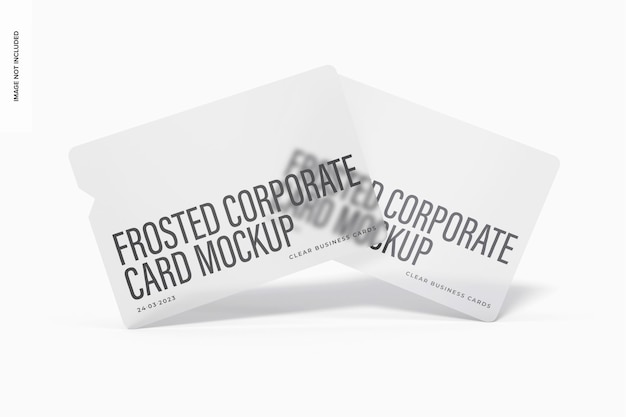 Frosted corporate cards mockup, falling