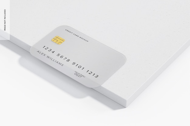 Frosted credit card mockup, perspective