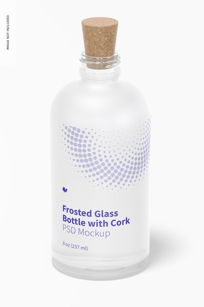 Frosted glass bottle with cork mockup