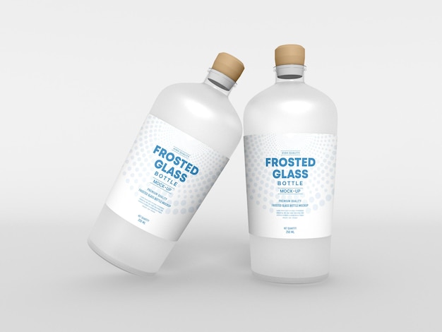 Frosted glass bottle with cork  mockup