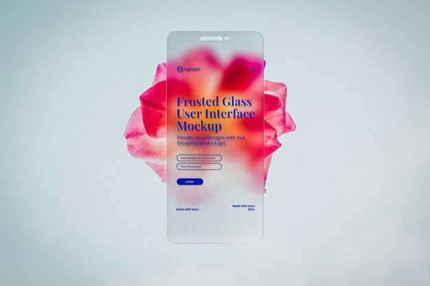 PSD mockup della schermata del dispositivo mobile in vetro ghiacciato