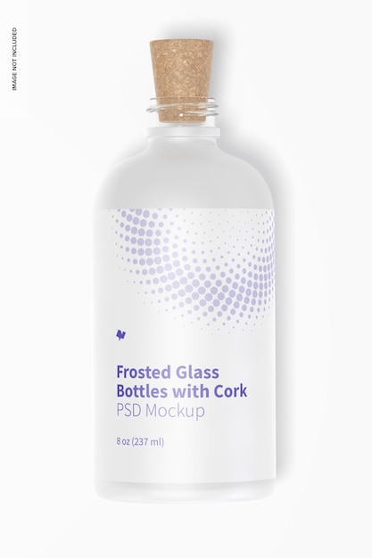 Frosted glazen fles met kurkmodel, bovenaanzicht