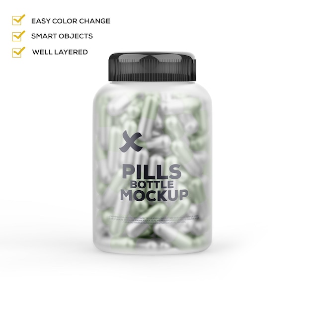 PSD frosted pills bottle mockup