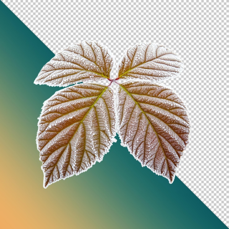 PSD 寒冷的秋葉近距離 紅棕色葉上的微妙的冬