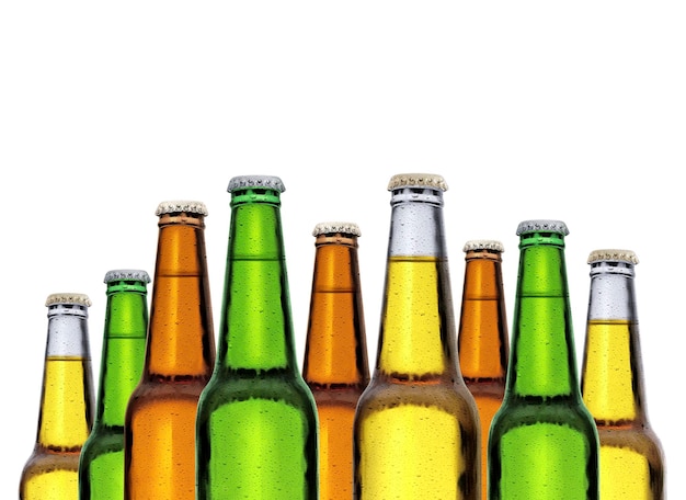 Frosty bottles of beer transparent background