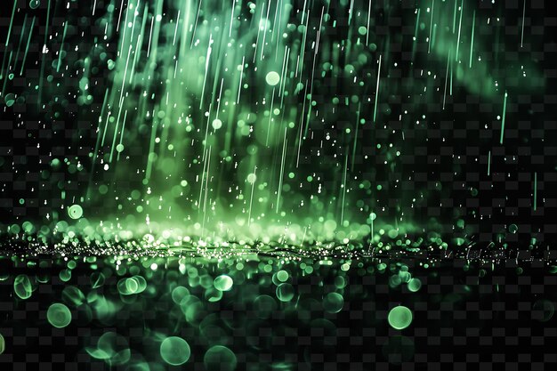 PSD frosty gleaming rain with frost droplets and green icy color png neon light effect y2k collection