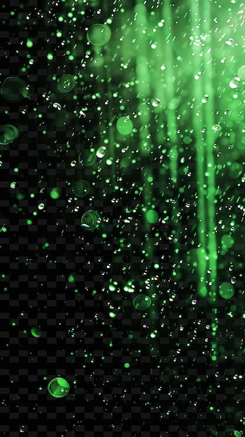 PSD frosty gleaming rain with frost droplets and green icy color png neon light effect y2k collection