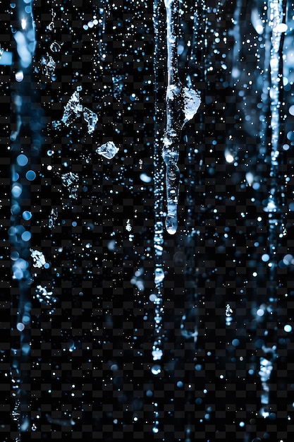 PSD frosty glowing ice rain z kryształowymi kawałkami i niebiesko-białym c png neon light effect y2k collection
