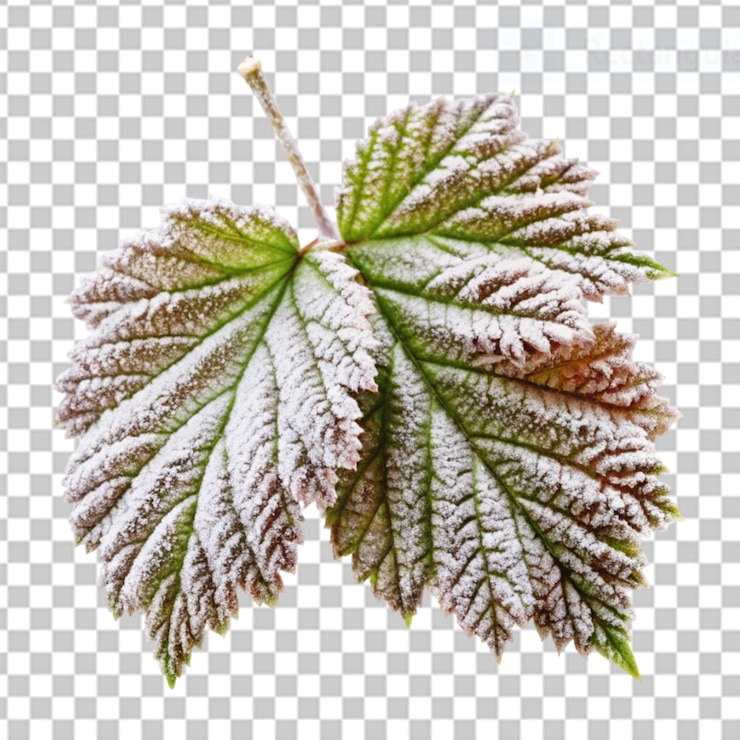 PSD 透明背景上的冰冷的叶子