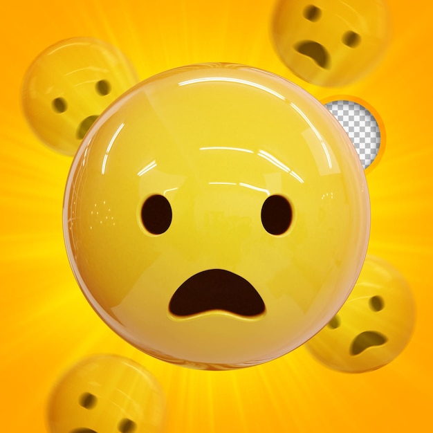 Frowning Face with Open Mouth 3d rendering emoji