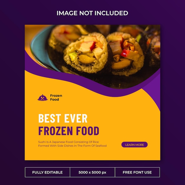 Modello di social media post instagram per alimenti surgelati