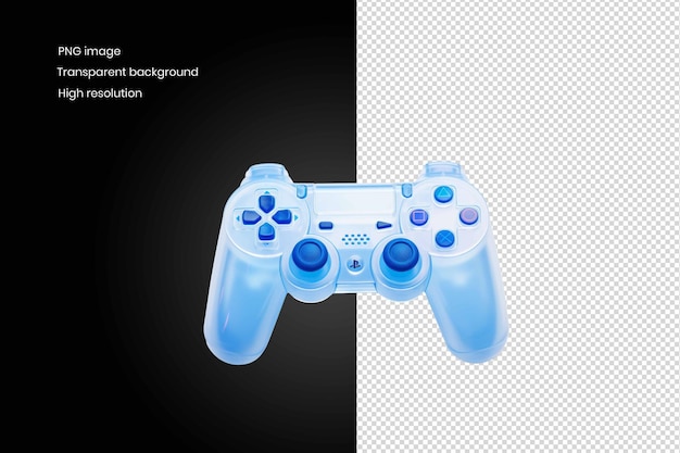 PSD frozen fun een slank gamepad-icoon in blauw gefrost glas en wit acryl