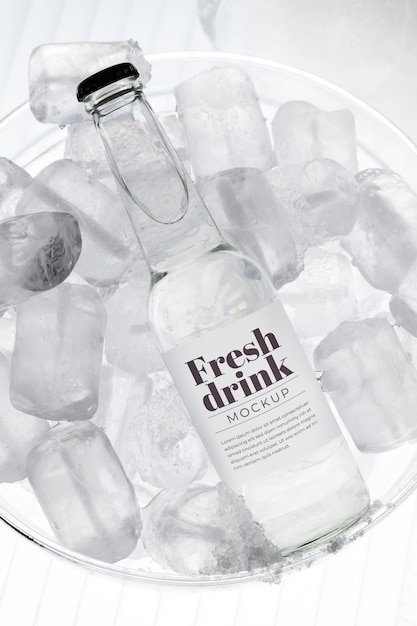 PSD frozen glass drink packaging mockup