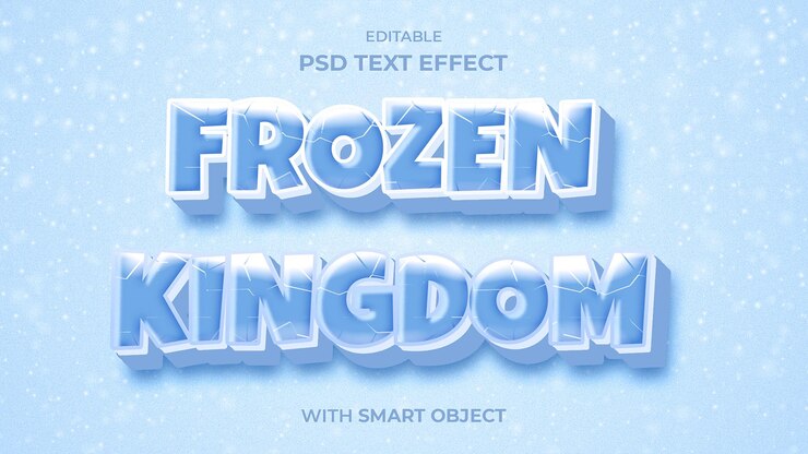 frozen kingdom text effect editable psd