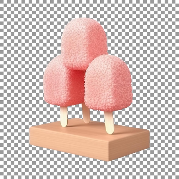 Frozen lychee popsicles isolated on transparent background