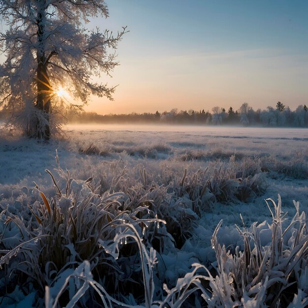 PSD frozen snowcovered siberian field