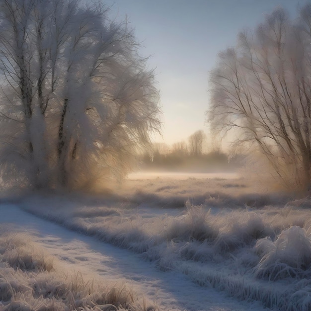 PSD frozen snowcovered siberian field