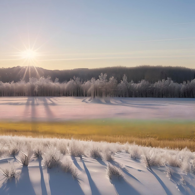 PSD campo siberiano congelato e coperto di neve