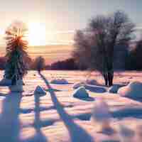 PSD Замороженное покрытое снегом сибирское поле