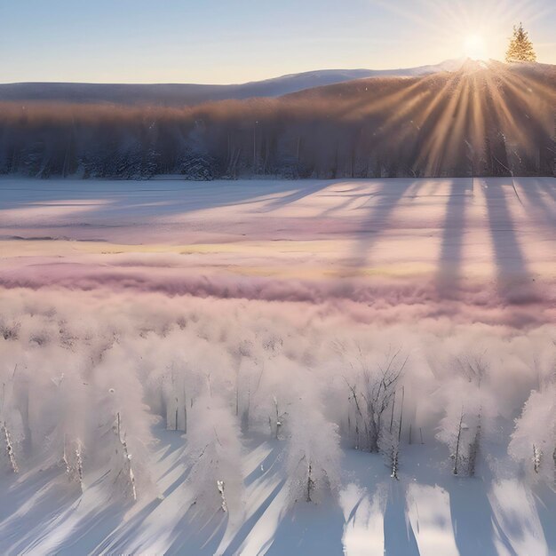 PSD frozen snowcovered siberian field