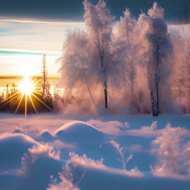 PSD frozen snowcovered siberian field