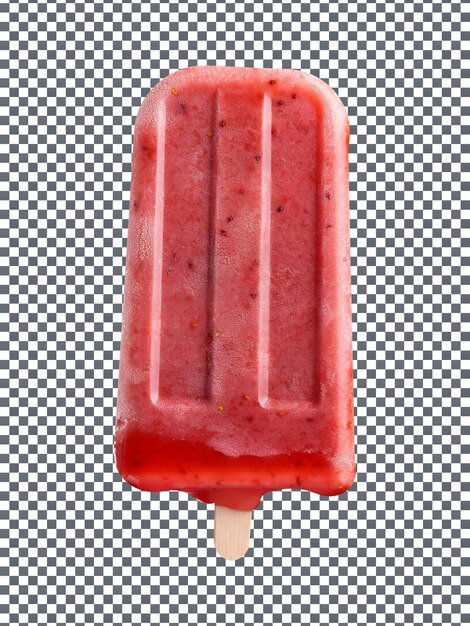 Frozen strawberry popsicle isolated on transparent background