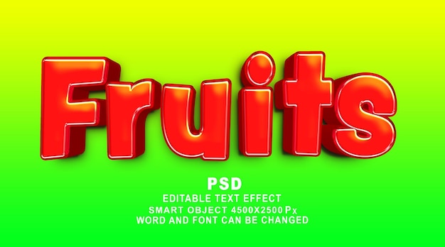 Fruit 3d bewerkbaar teksteffect photoshop psd-stijl