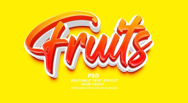 PSD fruit 3d bewerkbare teksteffect photoshop psd-sjabloon