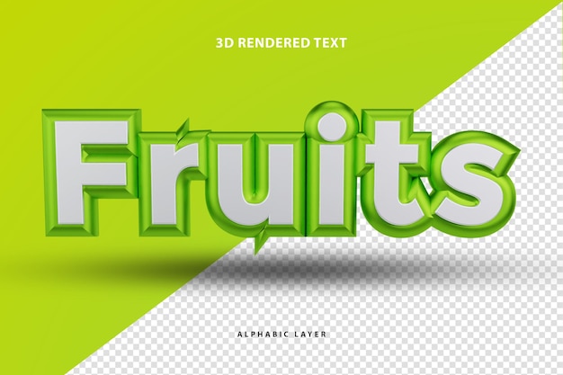 Fruit 3D-gerenderde tekstontwerp