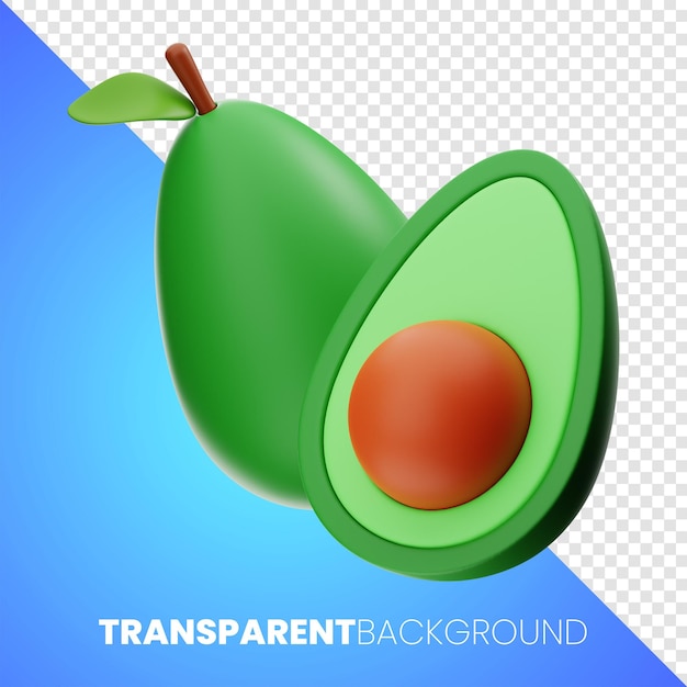 Fruit avacado food and drink icon 3d rendering on isolated background