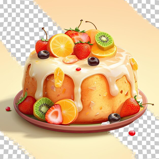 PSD fruit cake on transparent background