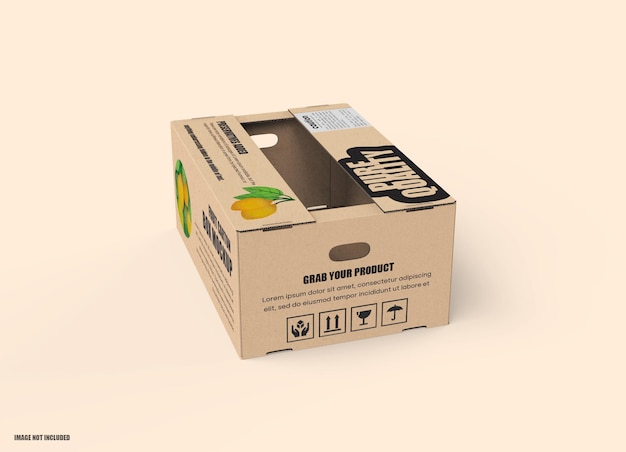 Fruit carton cardboard box mockup