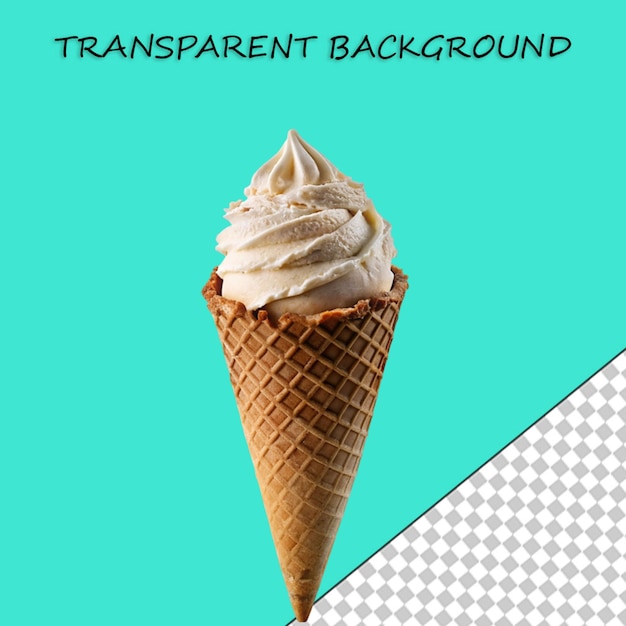 Fruit and chocolate ice cream cone ai cutout on transparent