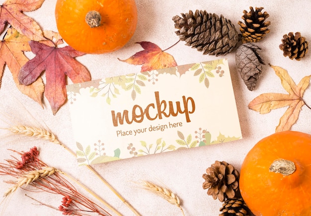 PSD fruit and dried fall leaves mock-up