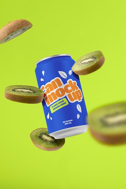 PSD fruit drink mockup floating