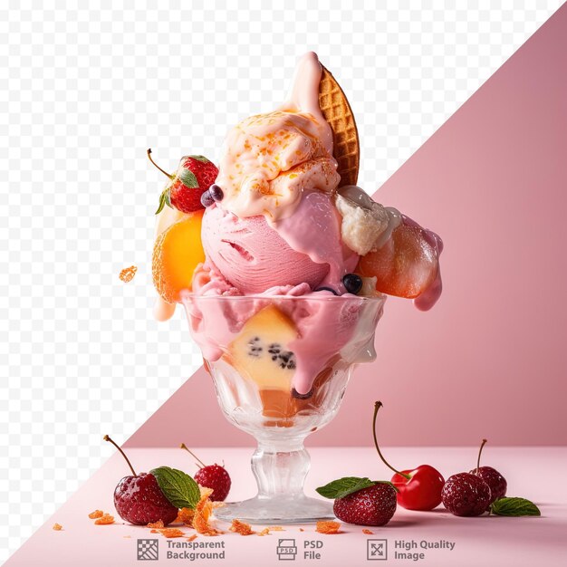 Gelato di frutta fatto in casa sfondo trasparente